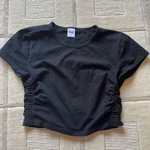 Black scrunched crop top